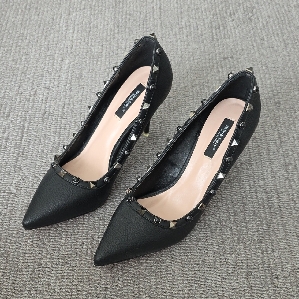 New Black Studded Heels